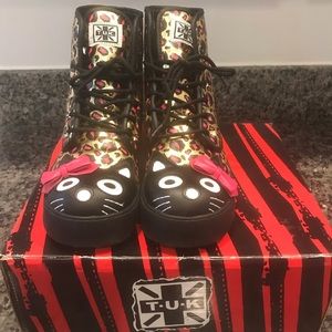 T.U.K Gold and Pink Cheetah Print size 7 combat boots.